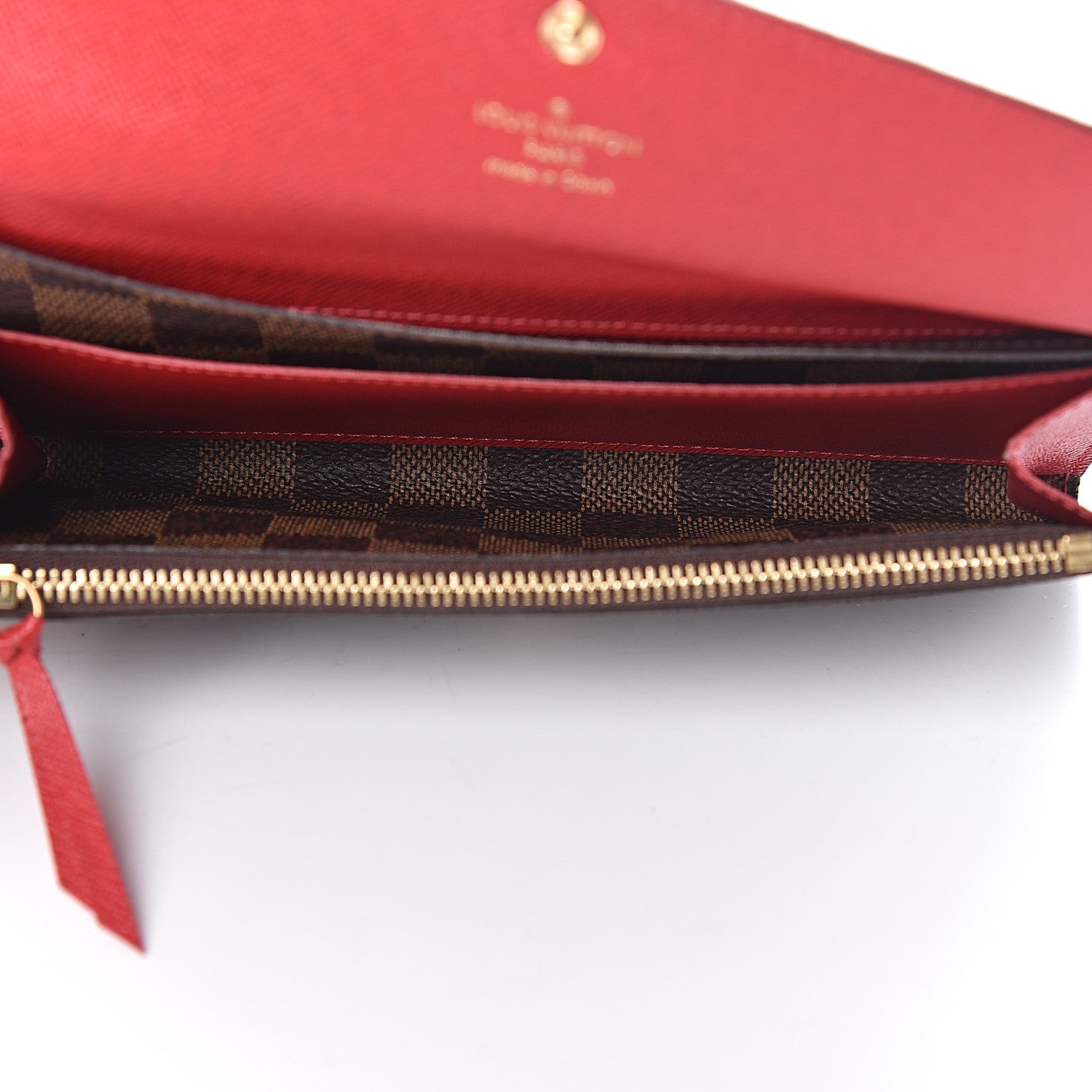 Louis Vuitton Damier Ebene Emilie Wallet Red 5 of 11