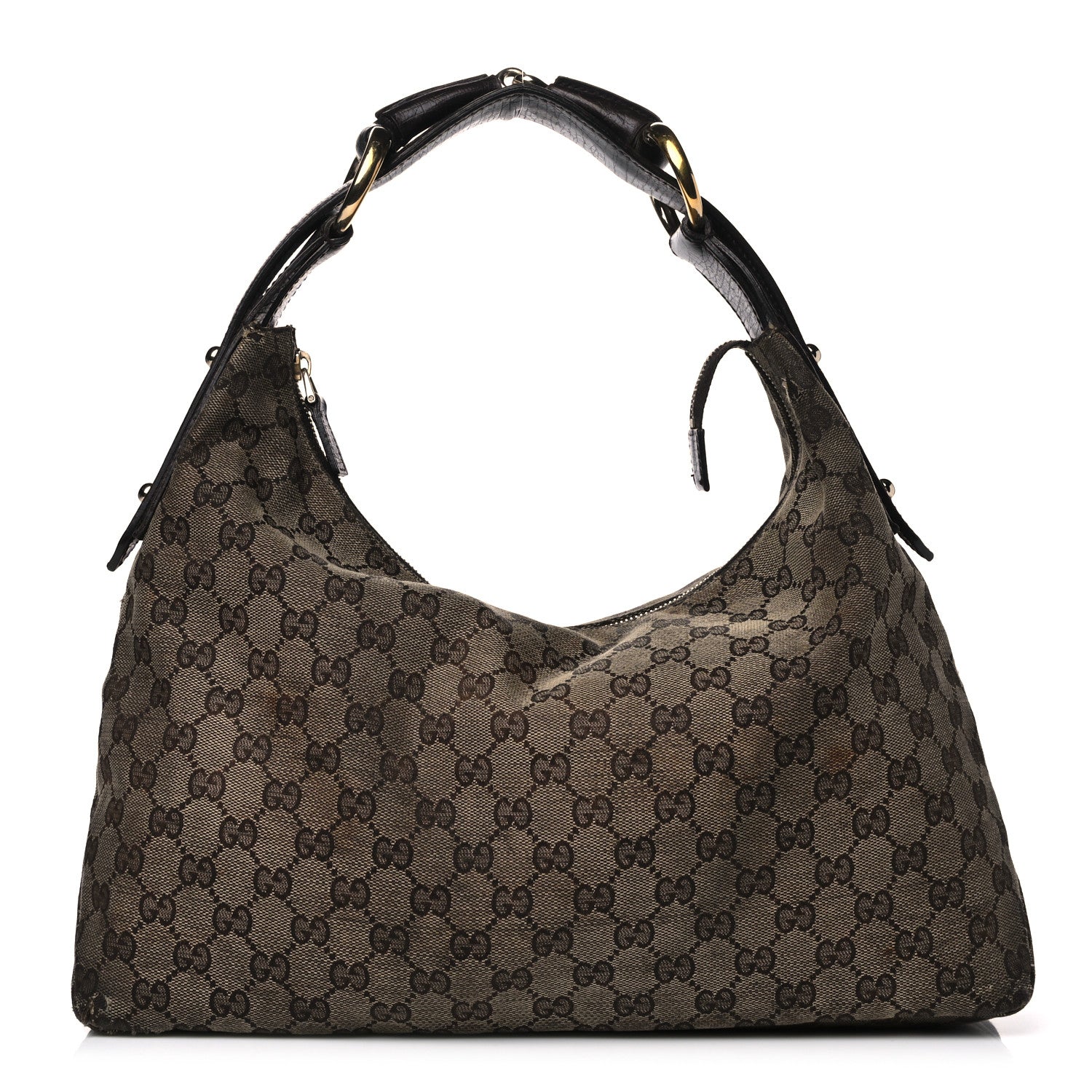 Gucci Monogram Medium Horsebit Chain Hobo Dark Brown 1 of 26