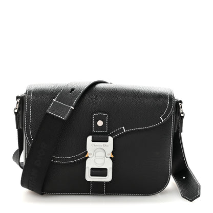 Christian Dior Grained Calfskin Medium Saddle Messenger Bag Black 1 of 11