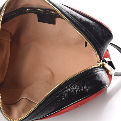 Gucci Suede Patent Web Small Ophidia Shoulder Bag Hibiscus Red Black 4 of 8