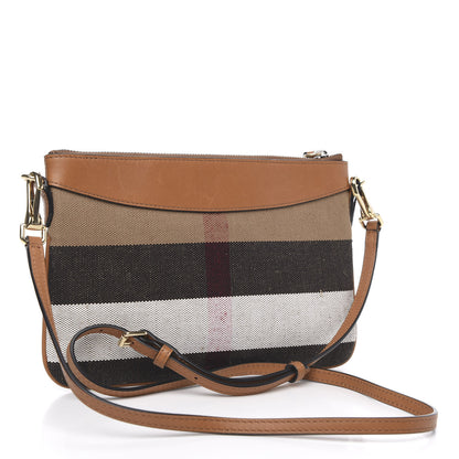 Burberry Mega Check Peyton Crossbody Clutch Bag Saddle Brown 3 of 12