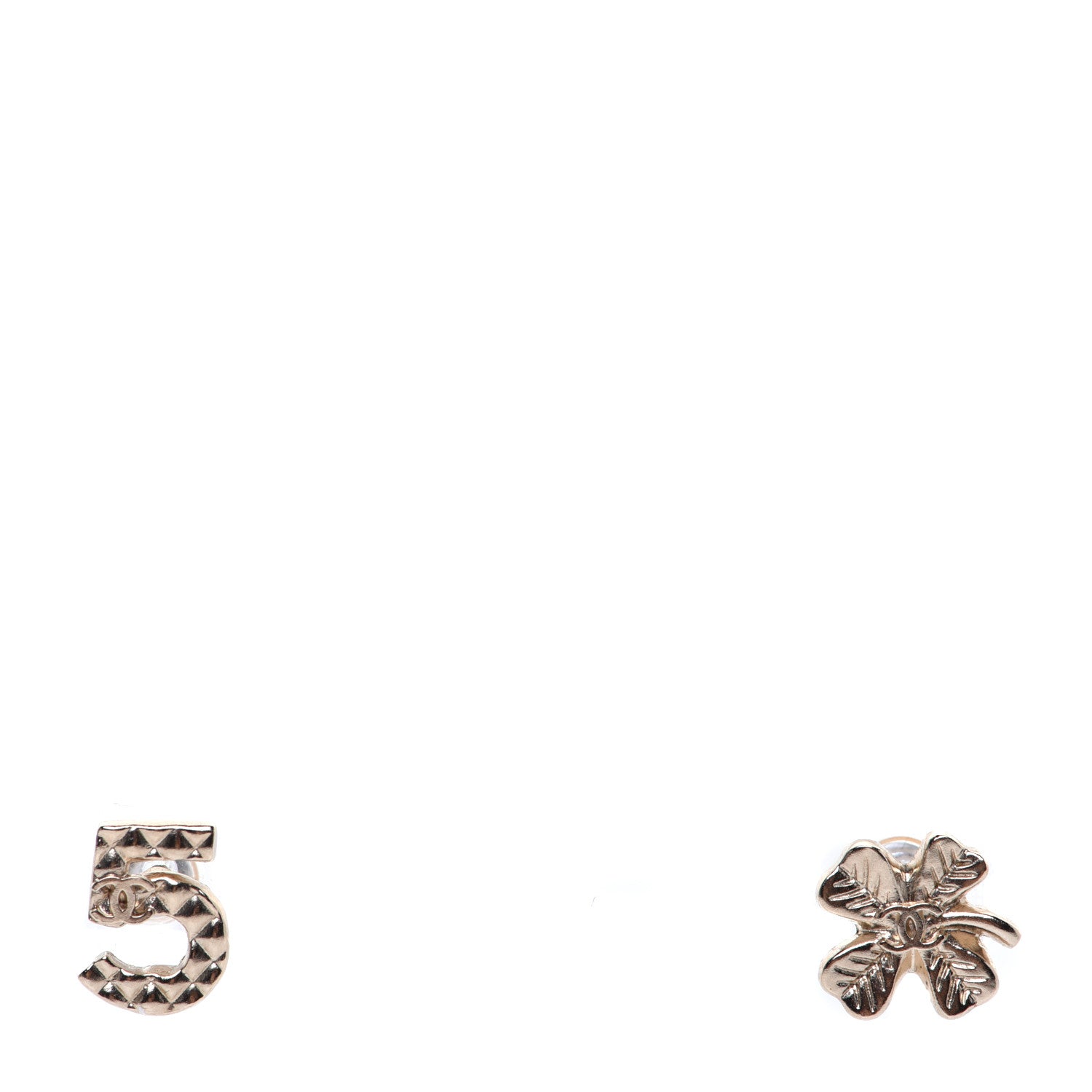 Chanel No 5 Clover CC Earrings Gold 1 of 4