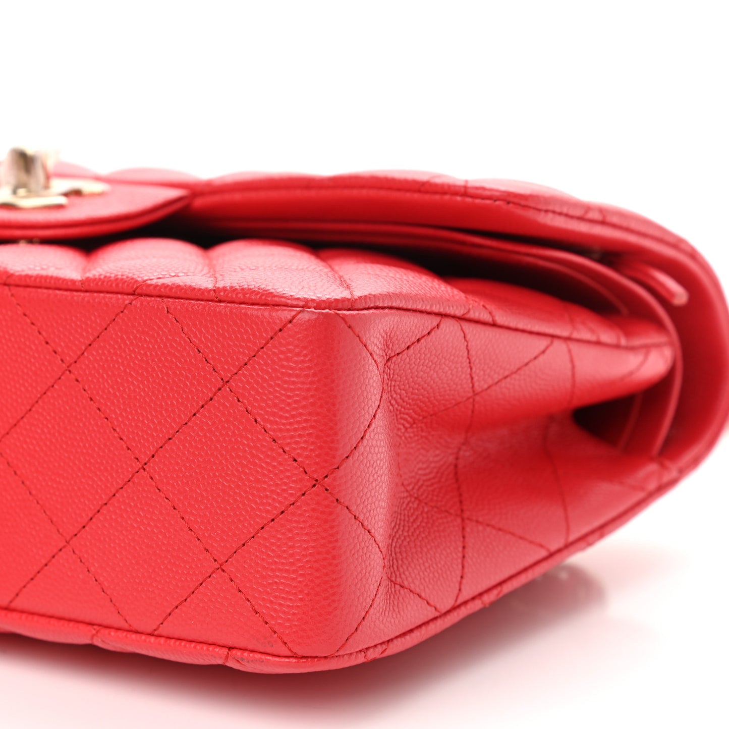 Caviar Quilted Small Double Flap Red