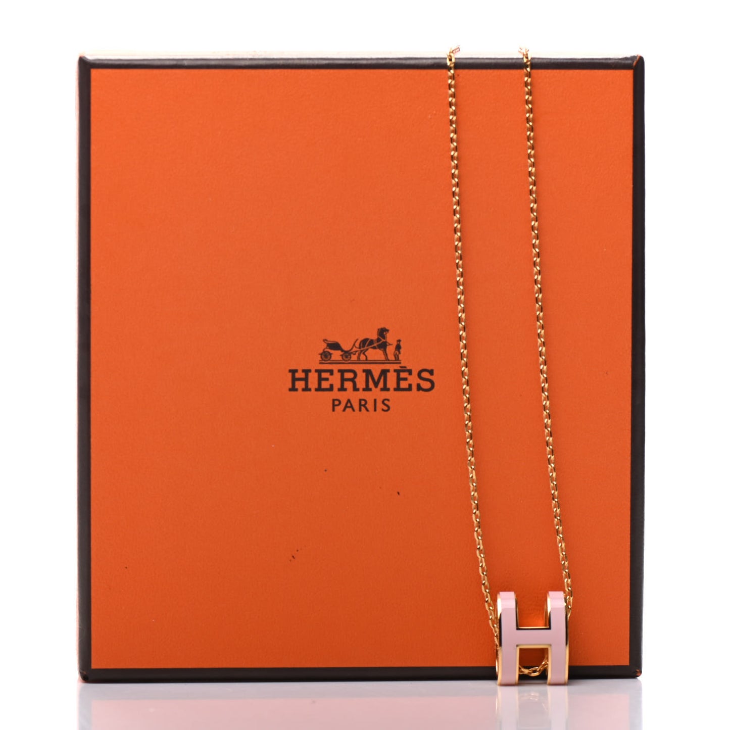 Lacquered Rose Gold Pop H Pendant Necklace Rose Dragee