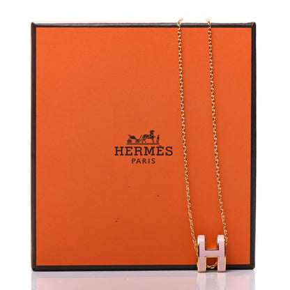 Hermes Lacquered Rose Gold Pop H Pendant Necklace Rose Dragee 7 of 7