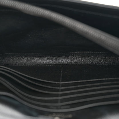 Saint Laurent Grain De Poudre Matelasse Chevron Monogram Monochrome Chain Wallet Black 5 of 11
