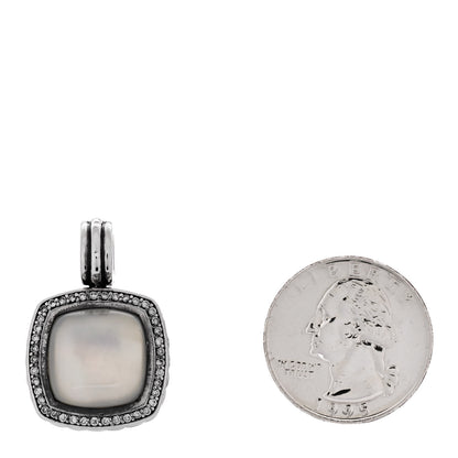 David Yurman Sterling Silver Diamond Moon Quartz 14mm Albion Enhancer Pendant 2 of 4