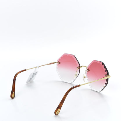 Chloe Rosie Bevelled Round Sunglasses CE142S Gold Gradient Coral 4 of 7