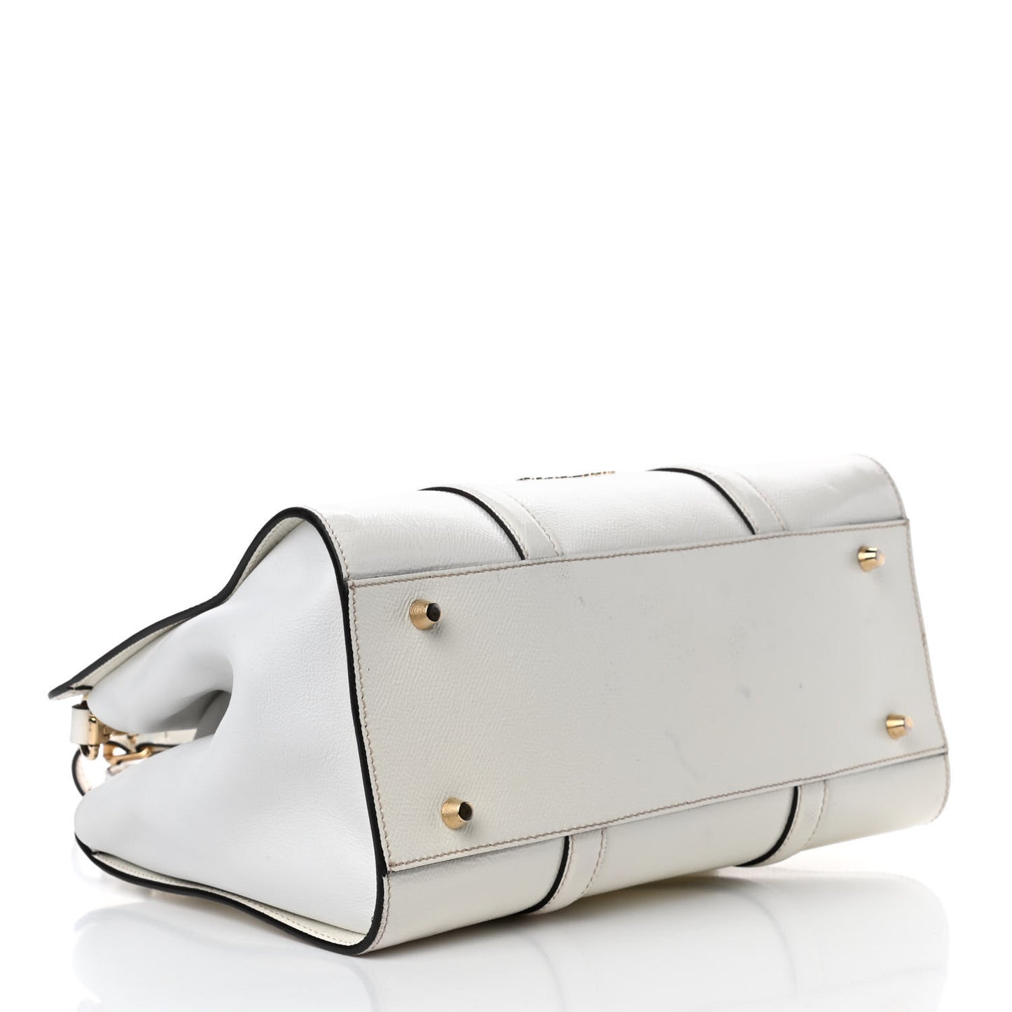 Patent Calfskin Medium Dinton Tote White