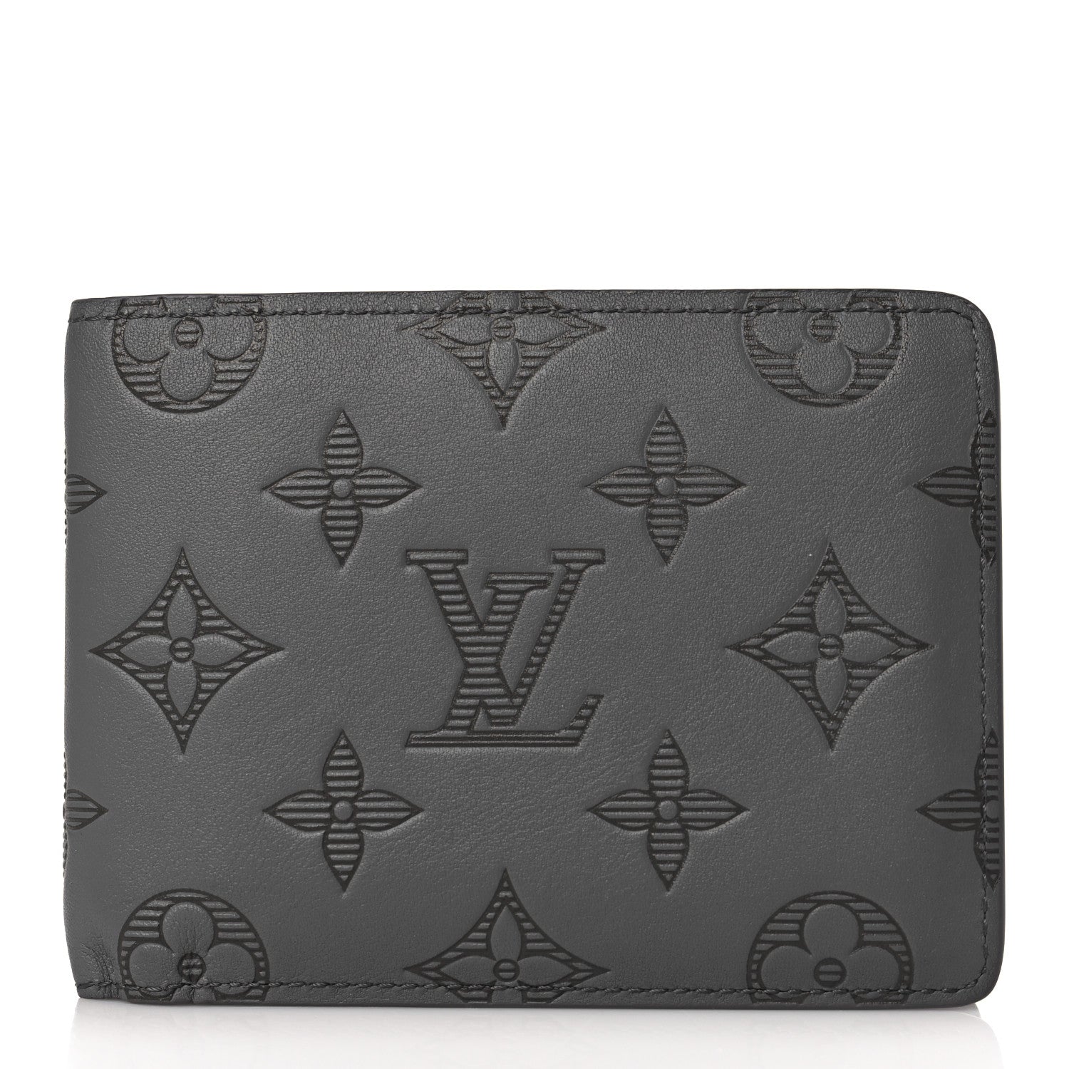 Louis Vuitton Calfskin Monogram Shadow Multiple Wallet Anthracite Gray 1 of 6