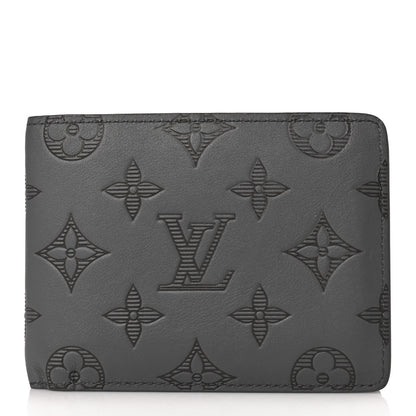 Louis Vuitton Calfskin Monogram Shadow Multiple Wallet Anthracite Gray 1 of 6
