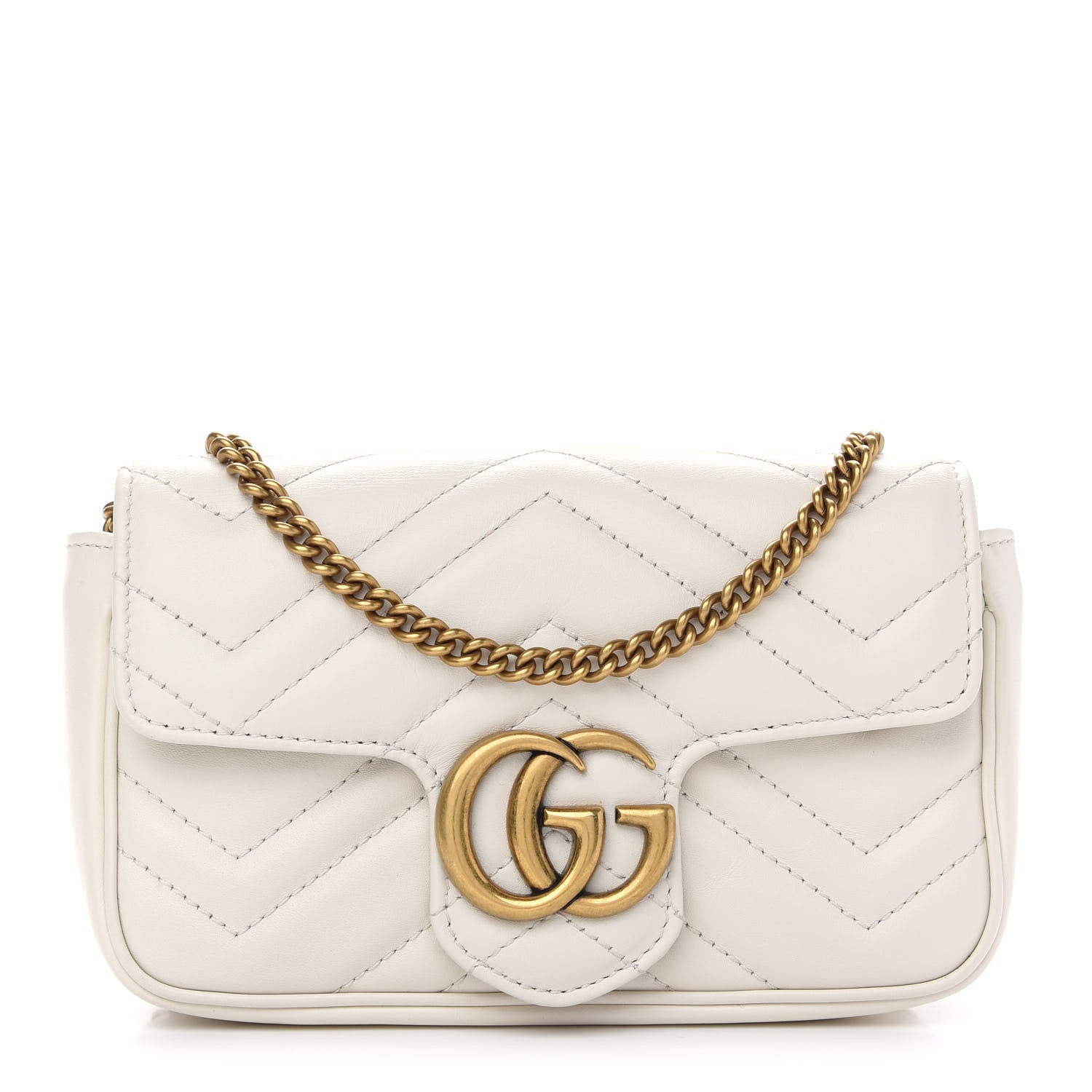 Gucci Calfskin Matelasse Super Mini GG Marmont Shoulder Bag White 1 of 9