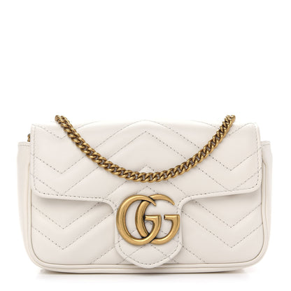 Gucci Calfskin Matelasse Super Mini GG Marmont Shoulder Bag White 1 of 9