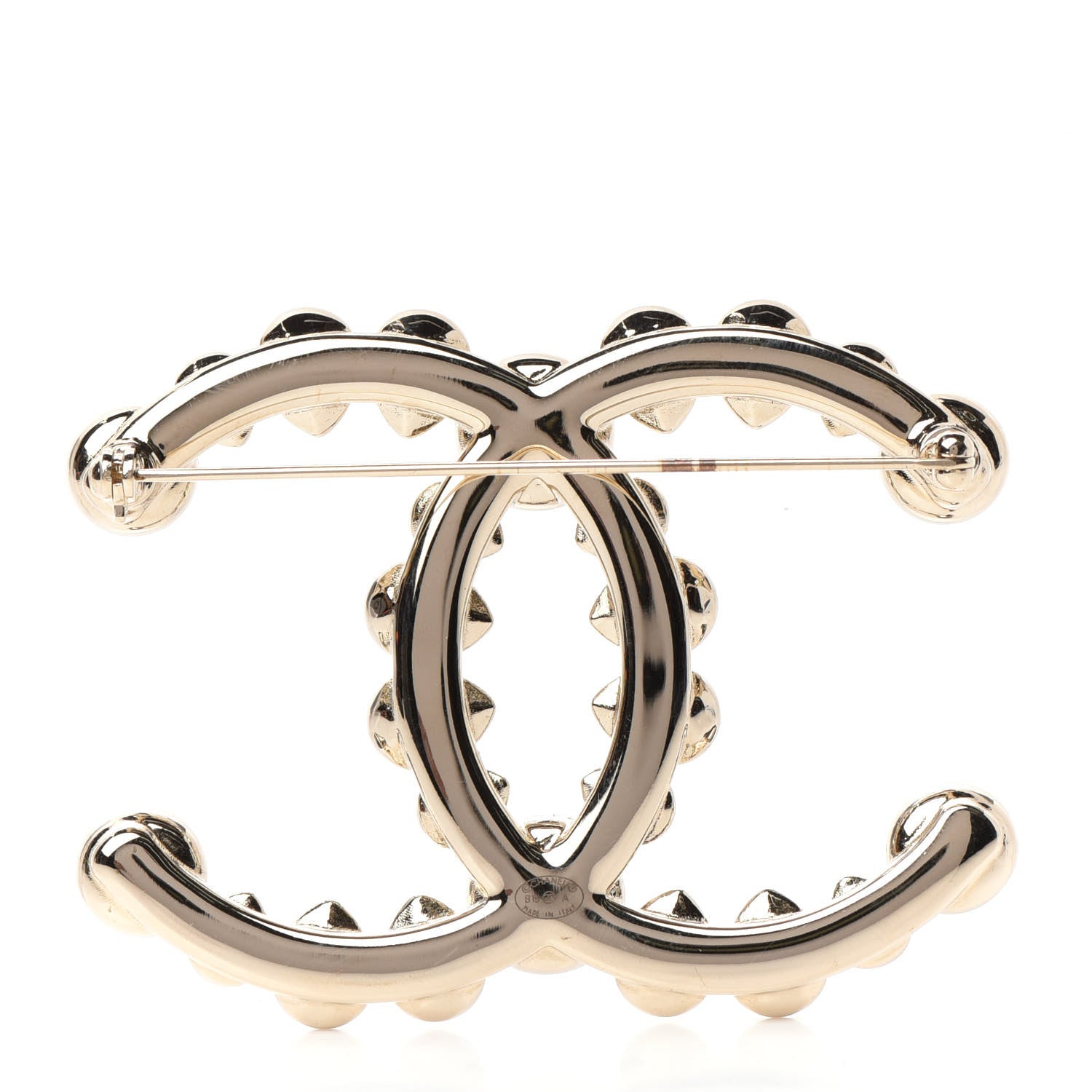 Chanel Strass Crystal CC Brooch Gold Blue 3 of 5