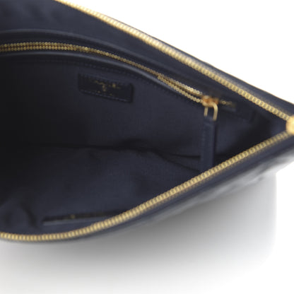 Chanel Lambskin Quilted Pearl Crush Medium Cosmetic Case Dark Blue 5 of 12