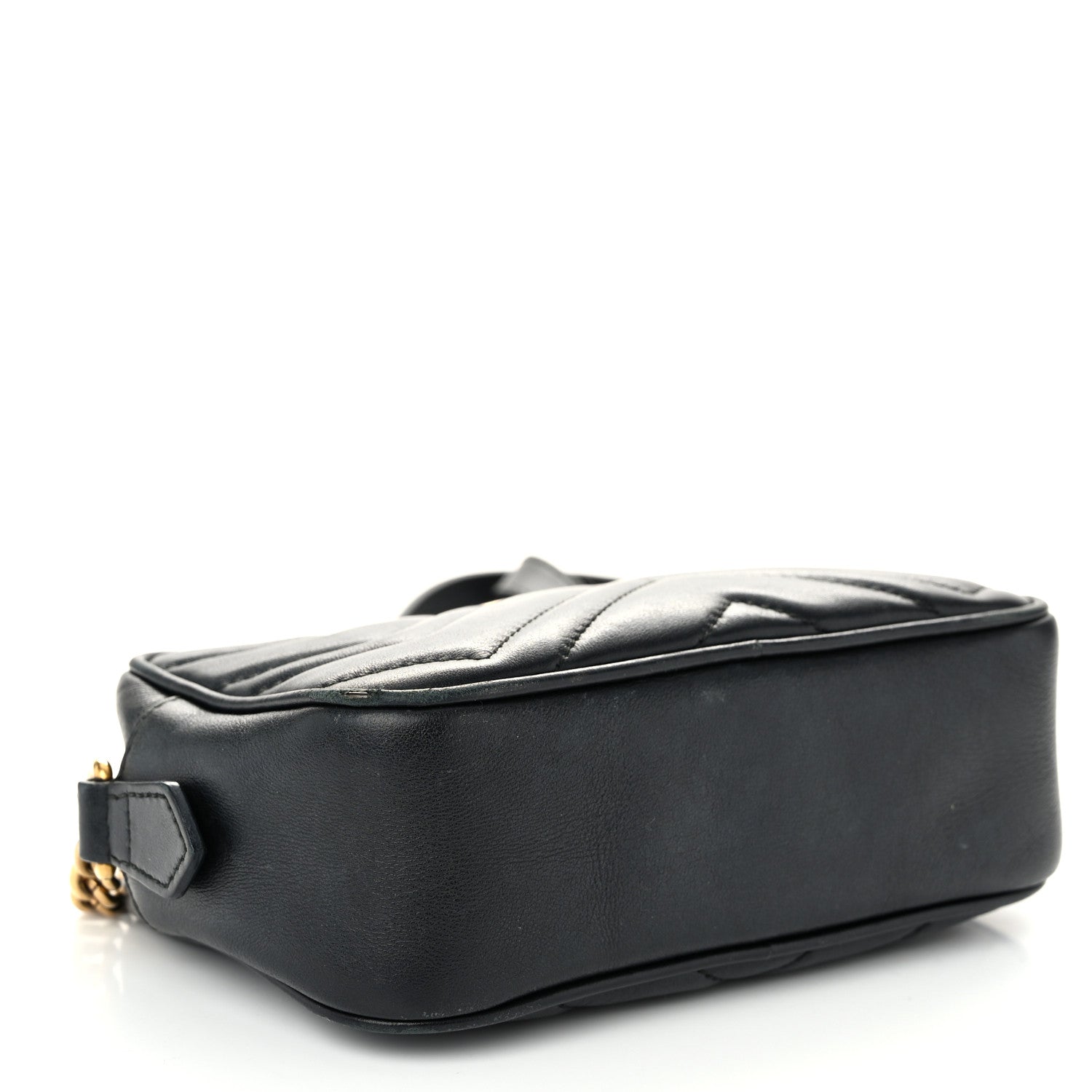 Gucci Calfskin Matelasse Mini GG Marmont Chain Shoulder Bag Black 4 of 12