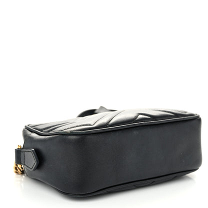 Gucci Calfskin Matelasse Mini GG Marmont Chain Shoulder Bag Black 4 of 12