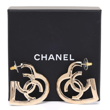 Chanel Metal CC Heart Coco In Love Hoop Earrings Gold 6 of 6