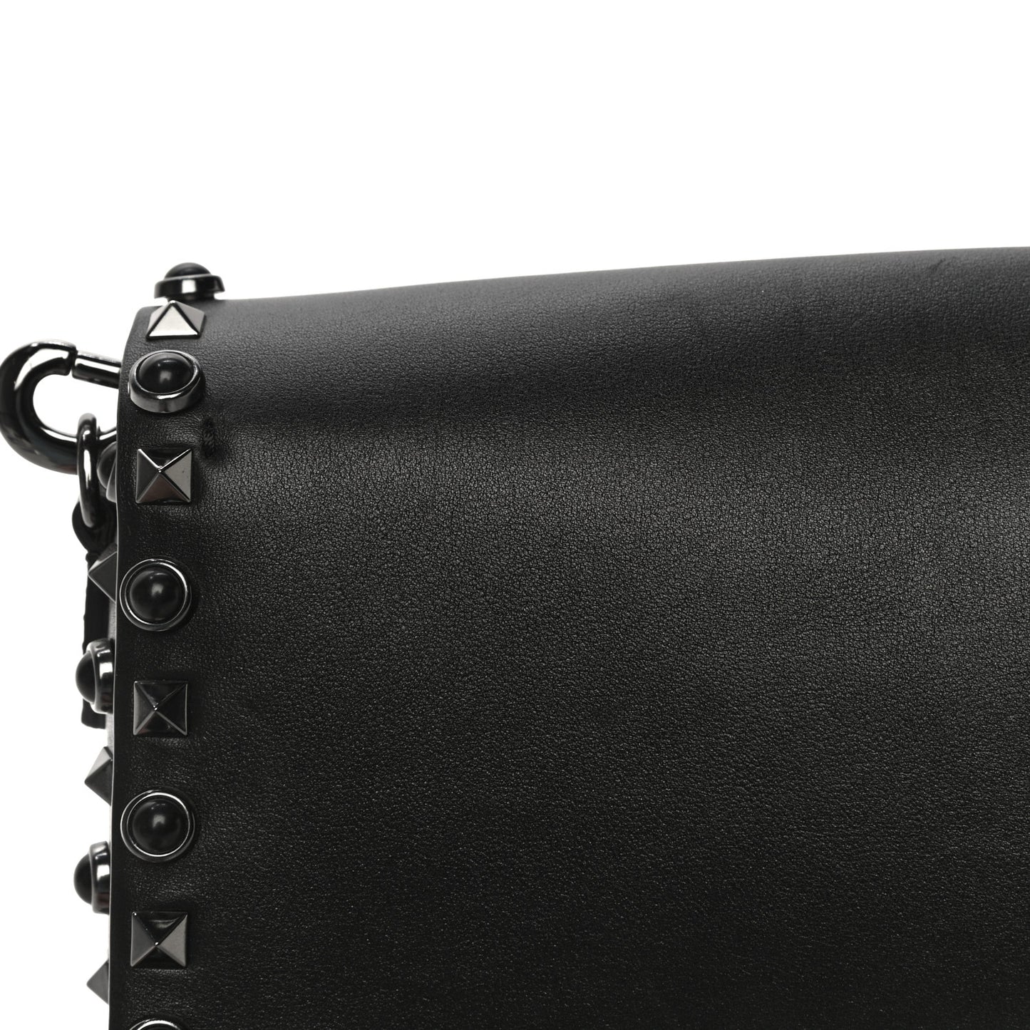 Calfskin Panther Medium Guitar Strap Rockstud Rolling Flap Saddle Bag Black