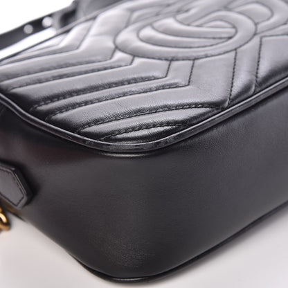 Gucci Calfskin Matelasse Small GG Marmont Chain Shoulder Bag Black 11 of 15