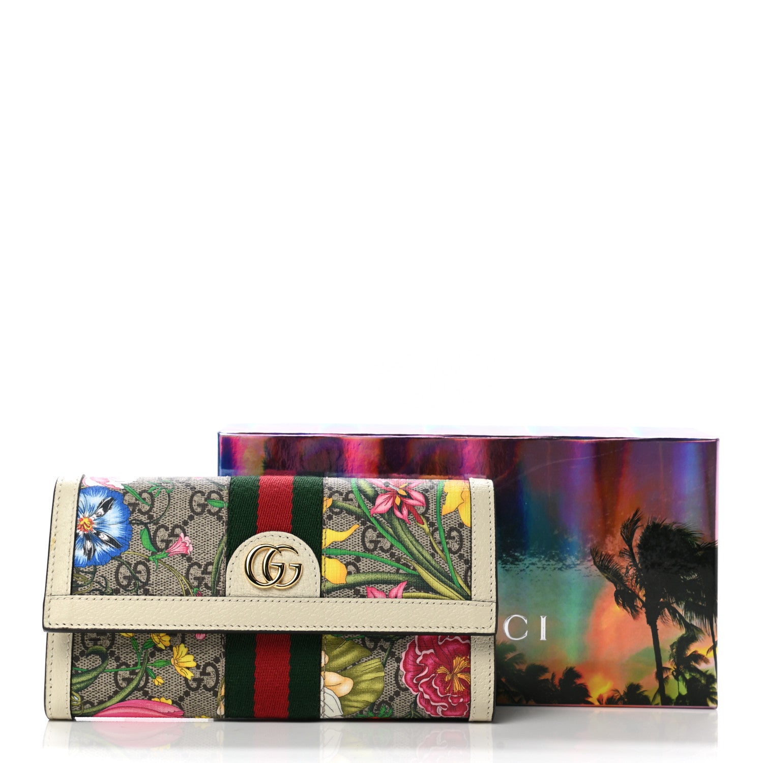 Gucci GG Supreme Monogram Flora Web Ophidia Continental Wallet White 8 of 8