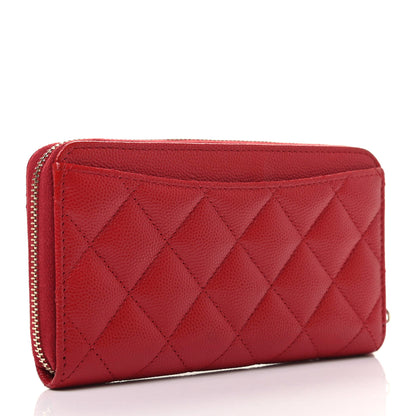 Chanel Caviar Quilted Medium Zip Around Wallet Red 3 of 8