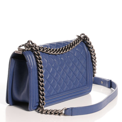 Chanel Calfskin Quilted Medium Boy Flap Blue 3 of 6