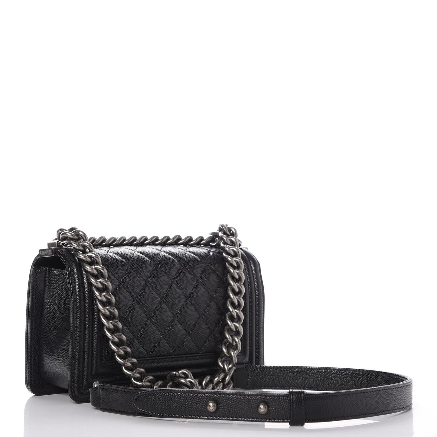 Caviar Quilted Small Boy Flap Black