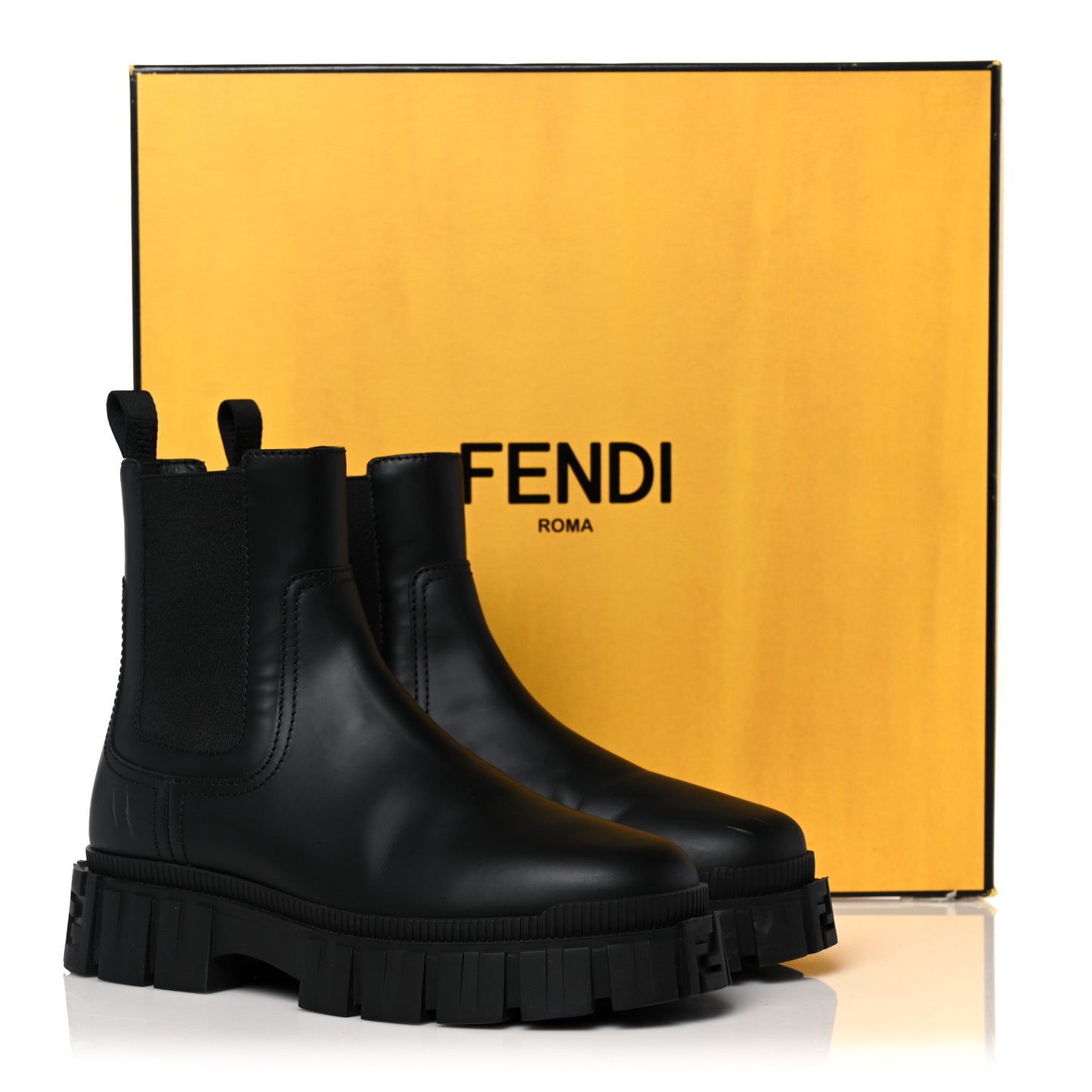 Calfskin Rubber Fendi Force Chelsea Boots 37 Black