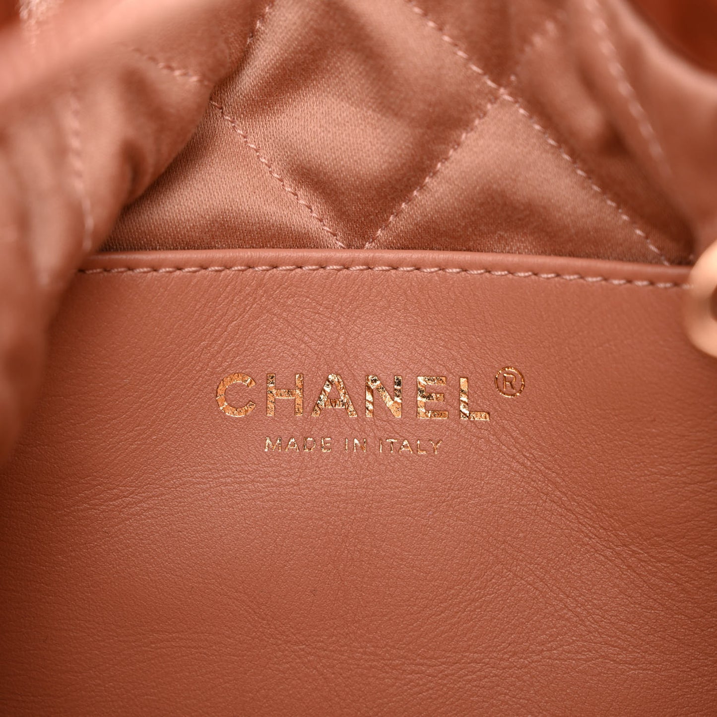 Metallic Calfskin Quilted Mini Chanel 22 Copper