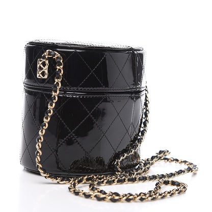Chanel Patent Quilted Round Clutch With Chain Black 2 of 10