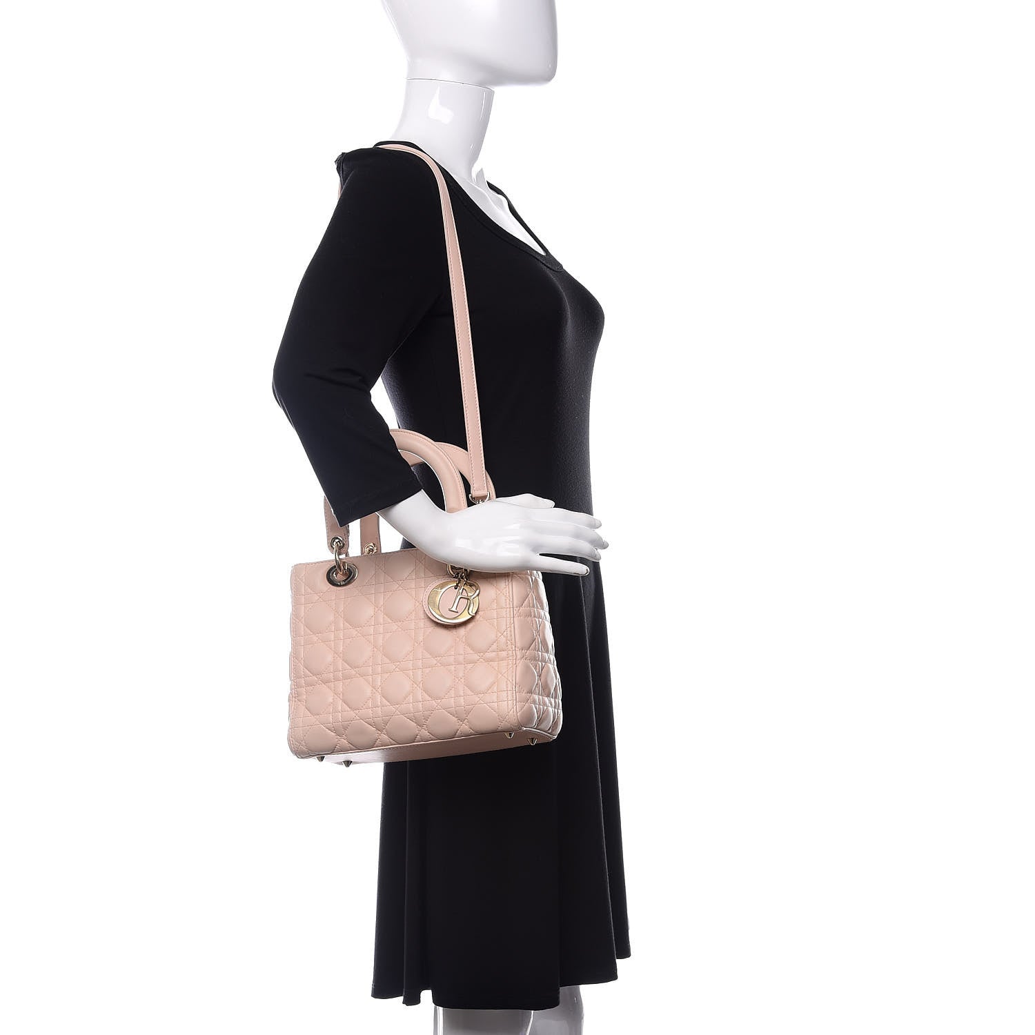Christian Dior Lambskin Cannage Medium Lady Dior Light Pink 2 of 9
