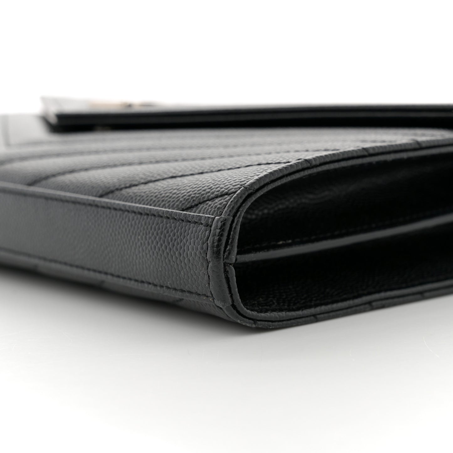 Grain De Poudre Matelasse Chevron Monogram Chain Wallet Black