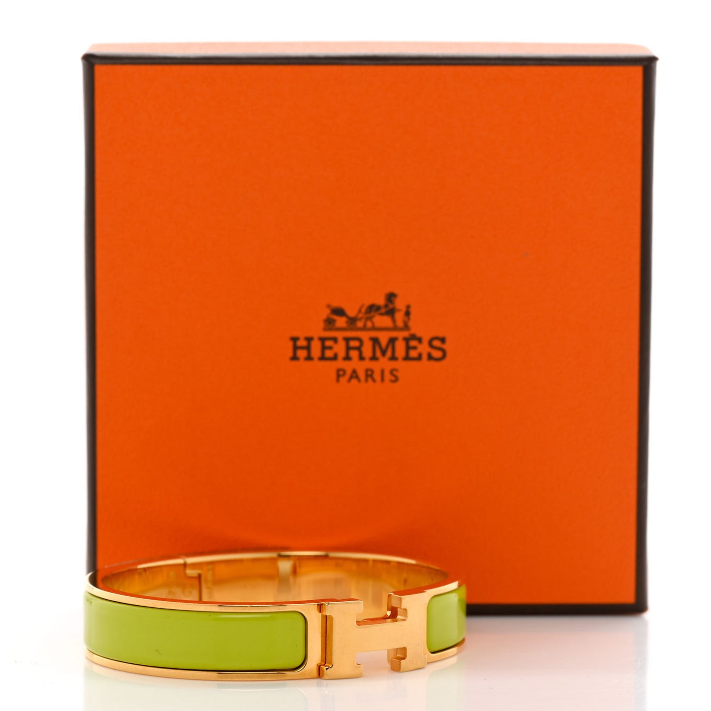 Enamel Narrow Clic Clac H Bracelet GM Vert Prairie