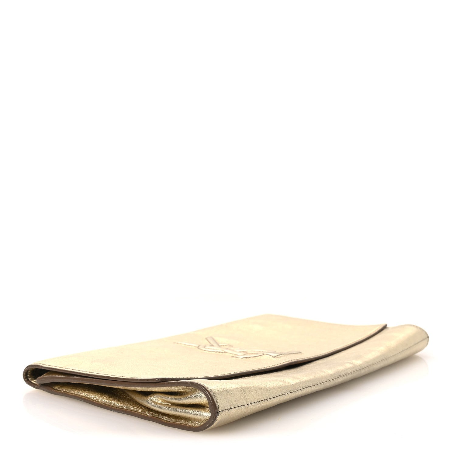Saint Laurent Metallic Calfskin Monogram Large Belle De Jour Clutch Gold 4 of 10