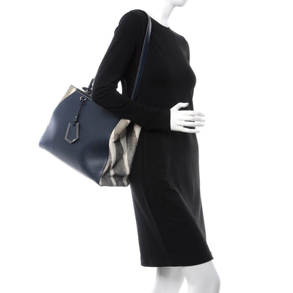 Fendi Vitello Elite Calf Hair Zebra Print Medium 2Jours Tote Blue Multicolor 2 of 8