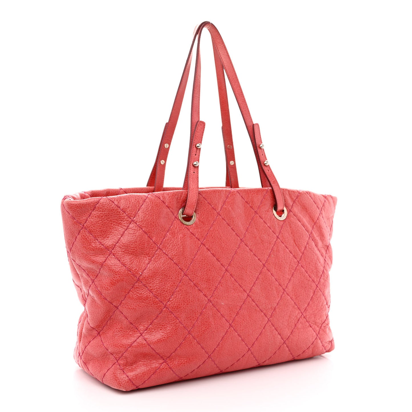 Glazed Calfskin Large On The Road Tote Red