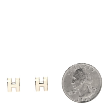 Hermes Palladium Lacquered Mini Pop H Earrings White 2 of 6