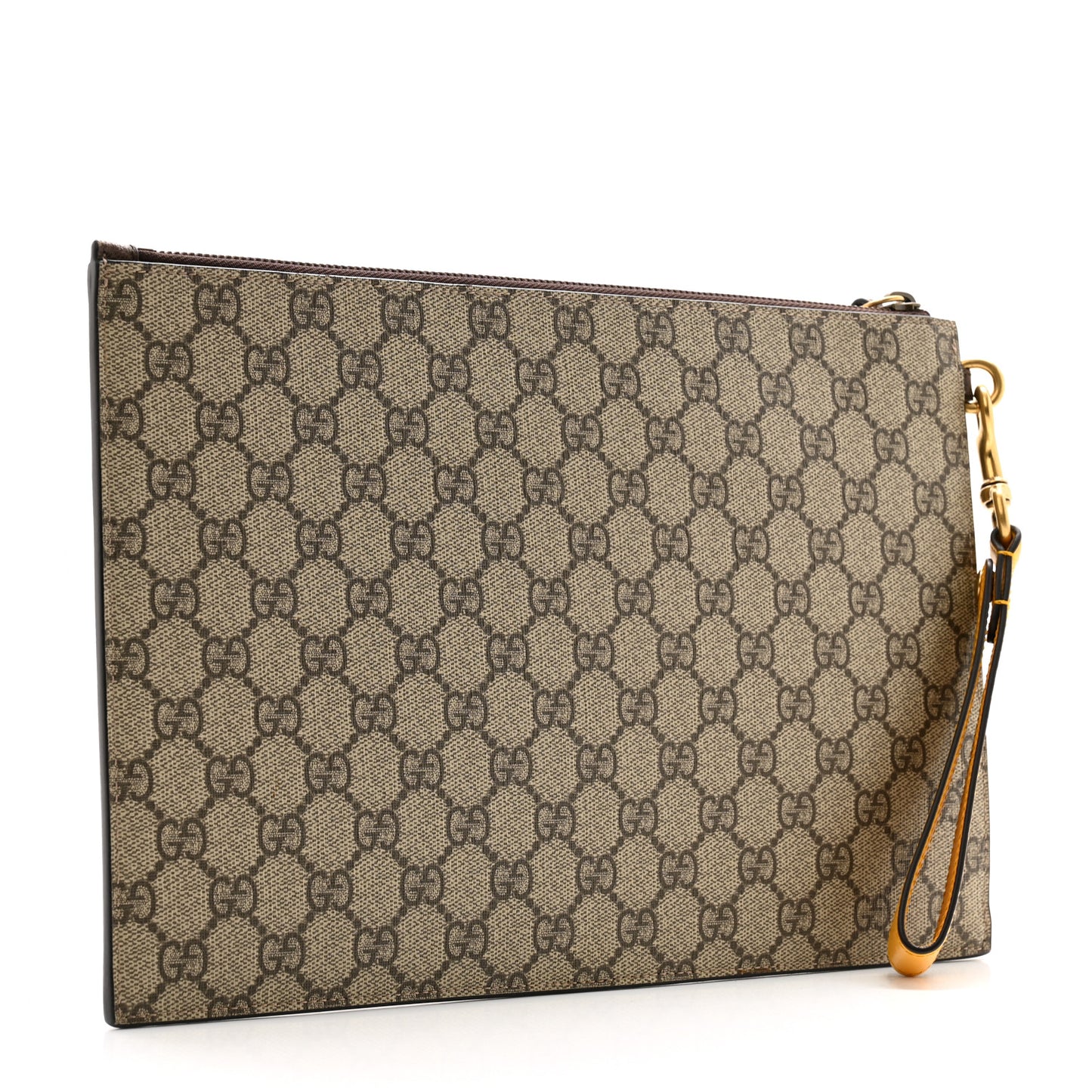 GG Supreme Monogram Neo Vintage Zip Wristlet Pouch Beige New Acero Crop