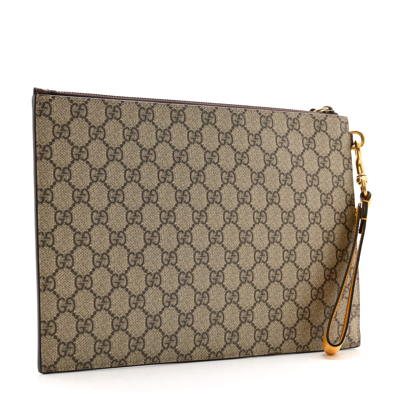Gucci GG Supreme Monogram Neo Vintage Zip Wristlet Pouch Beige New Acero Crop 3 of 10