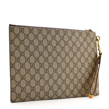Gucci GG Supreme Monogram Neo Vintage Zip Wristlet Pouch Beige New Acero Crop 3 of 10