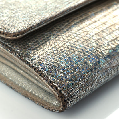 Chanel Iridescent Lizard Wallet With Removable Chain Silver 10 of 13