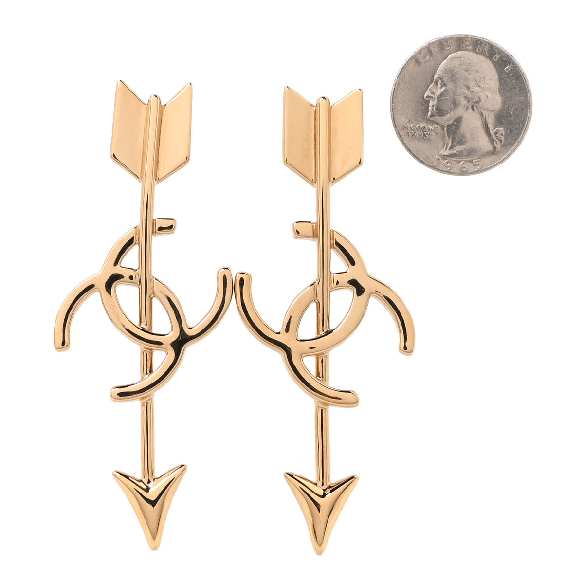 Chanel Metal CC Arrow Stud Earrings Gold 2 of 5