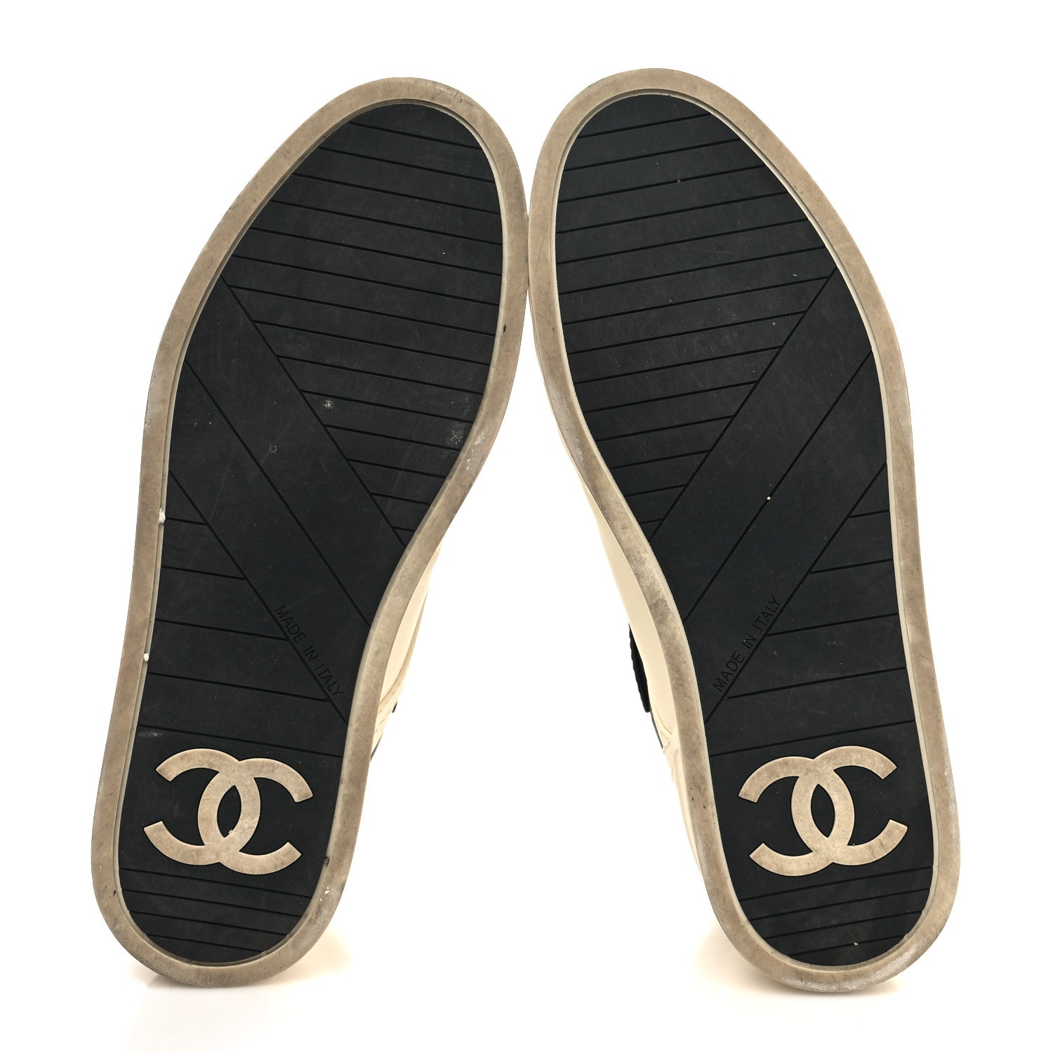 Chanel Lambskin Logo Strap Sneakers 37 Ivory Black 5 of 11