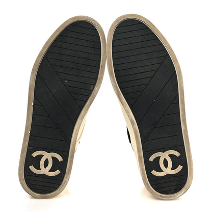 Chanel Lambskin Logo Strap Sneakers 37 Ivory Black 5 of 11