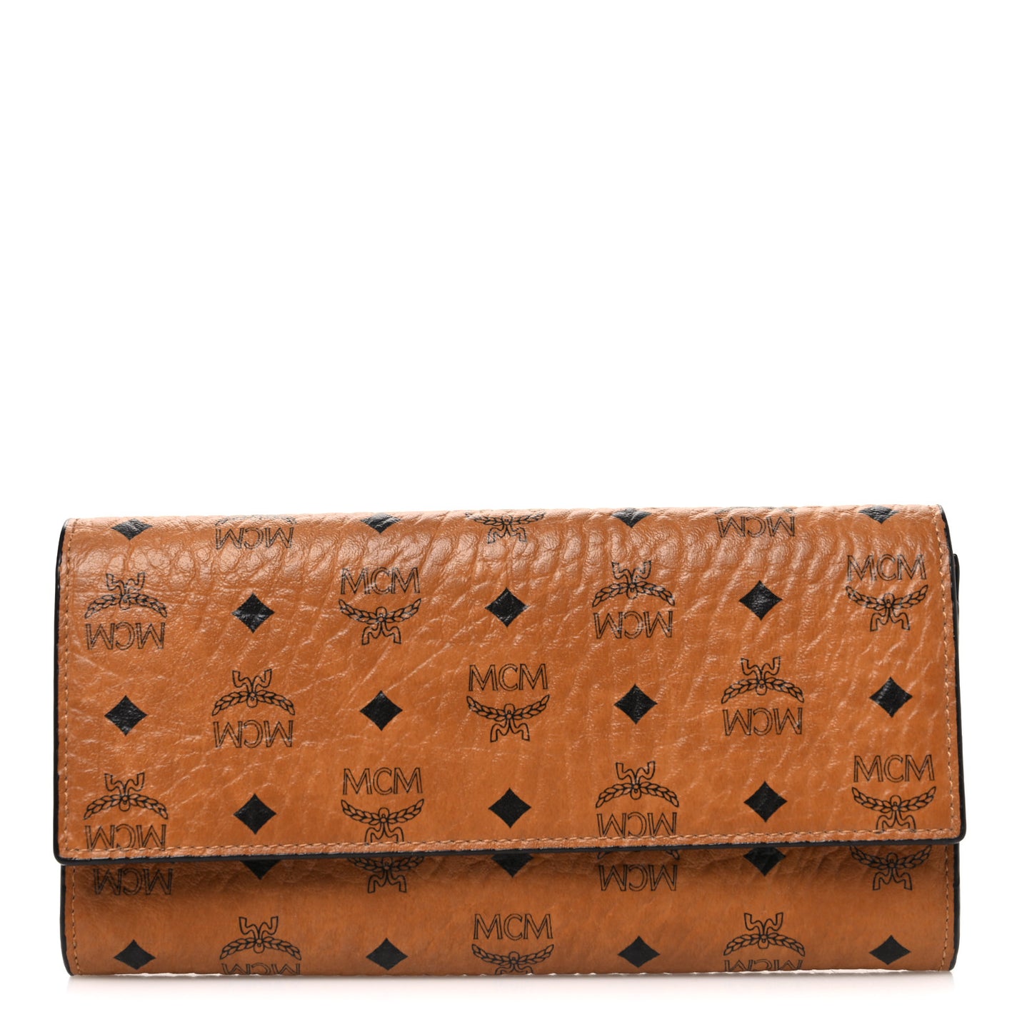 Visetos Large Trifold Flap Wallet Cognac