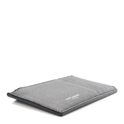 Saint Laurent Grained Calfskin 5 Fragments Zip Pouch Card Holder Black 3 of 9