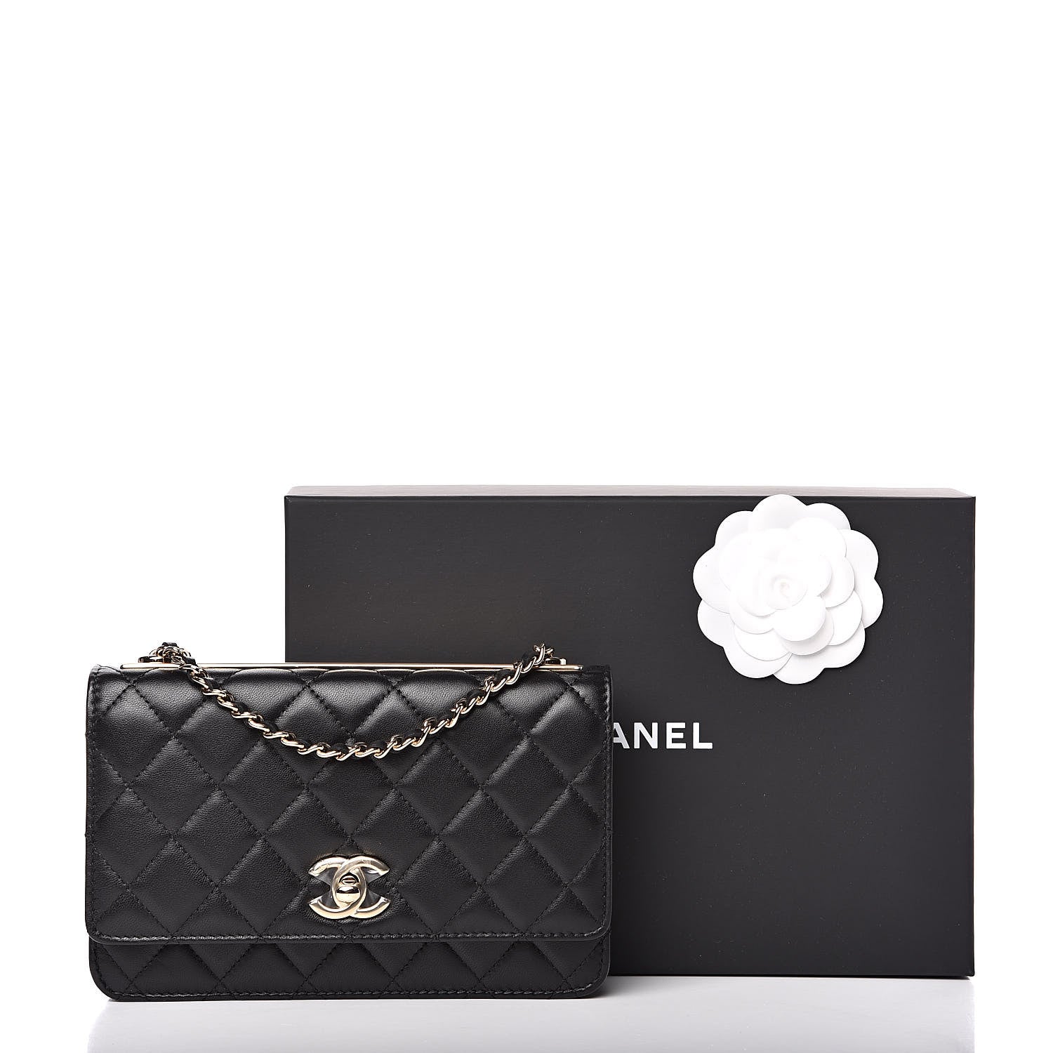 Chanel Lambskin Quilted Trendy CC Wallet On Chain WOC Black 13 of 13