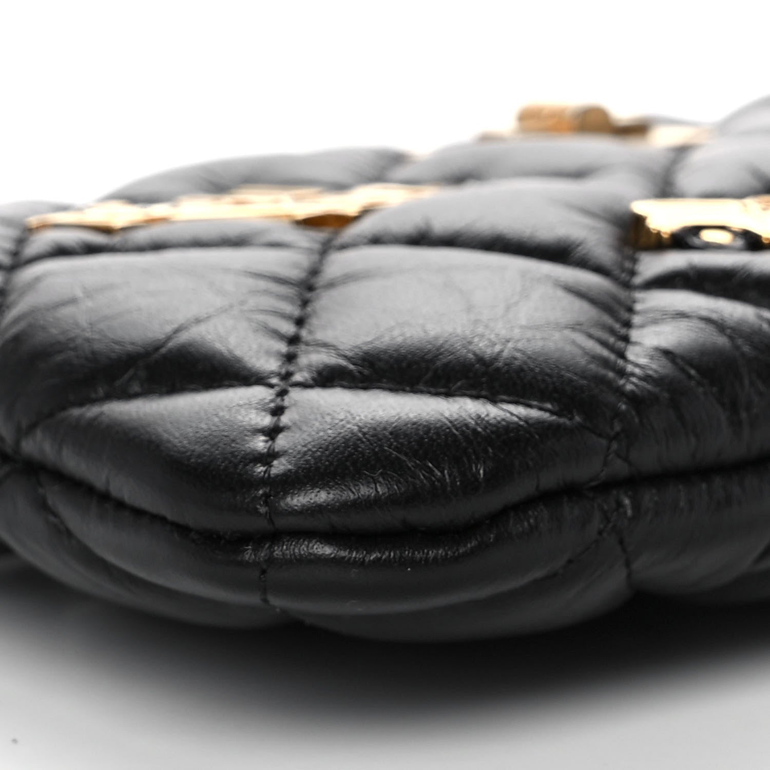 Chanel Aged Calfskin Quilted Small Lucky Charms Cosmetic Case Black 8 of 10