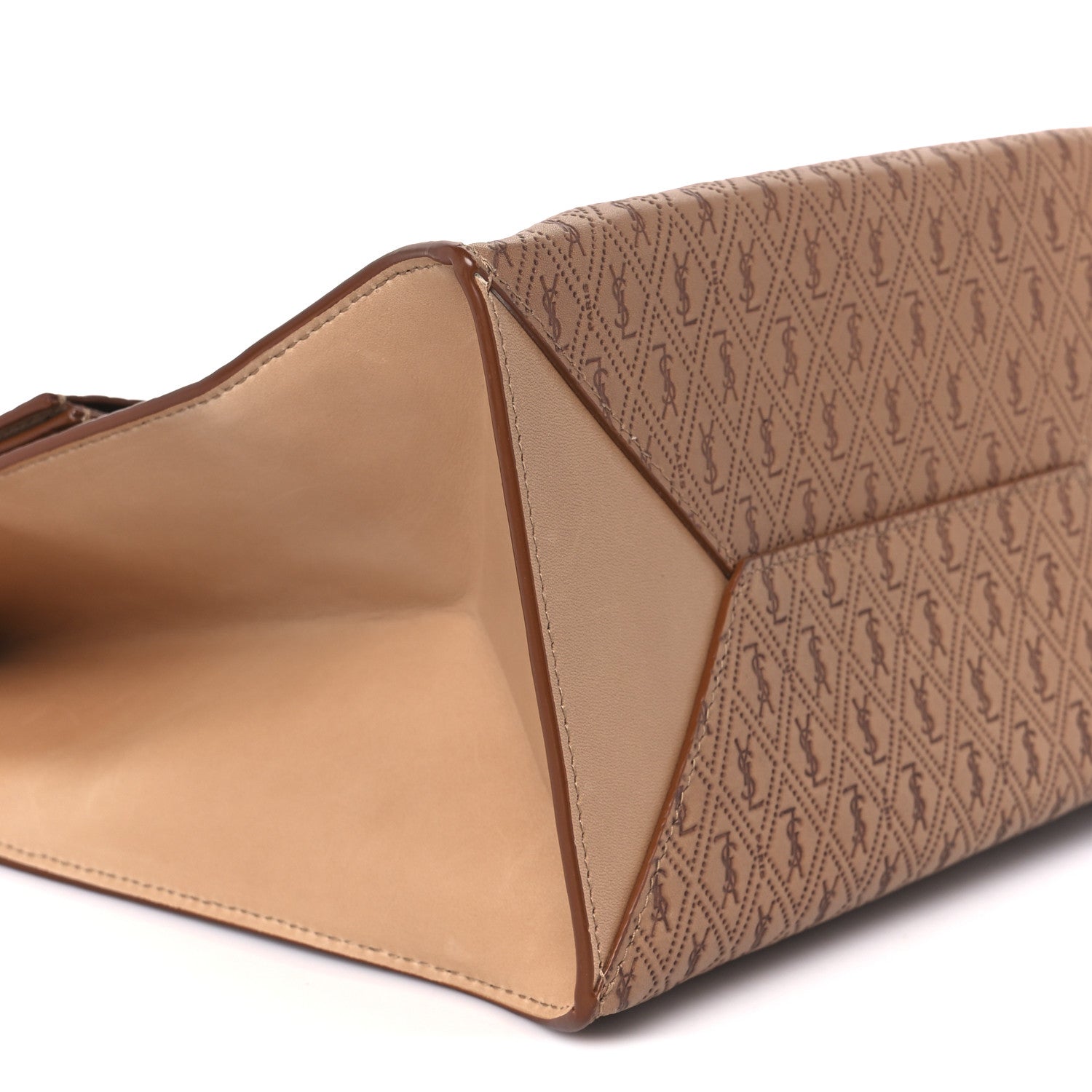 Saint Laurent Calfskin Monogram Deli Paper Bag Vintage Beige 9 of 10
